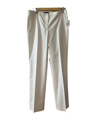 Tahari straight leg work pants white cotton 8